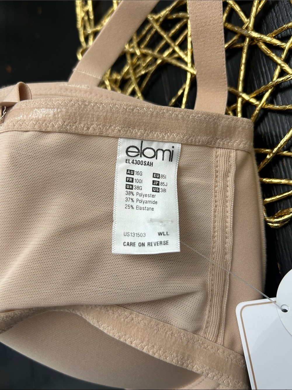 Elomi Beige Strapless Bra Full Coverage Smooth, seamless bra 38I plus size bra - Picture 9 of 10